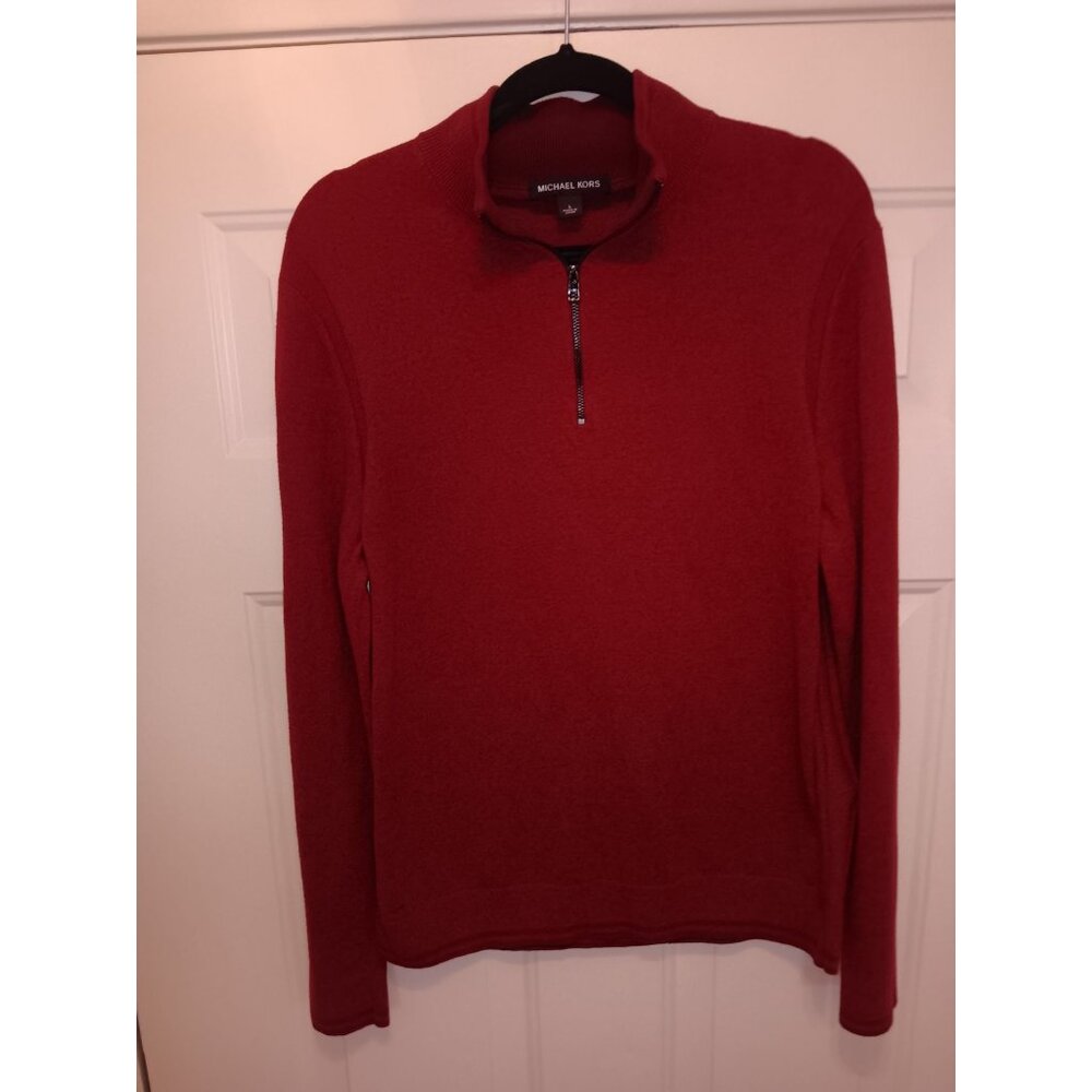 Michael Kors Men’s Large Red Sweater with Quarter Zipper – Stylish & Comfortable